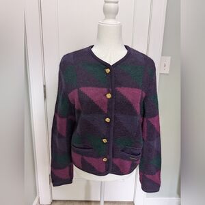 Vintage Geiger Womens Cardigan Sweater Size 36 wool/mohair blend! Colorful